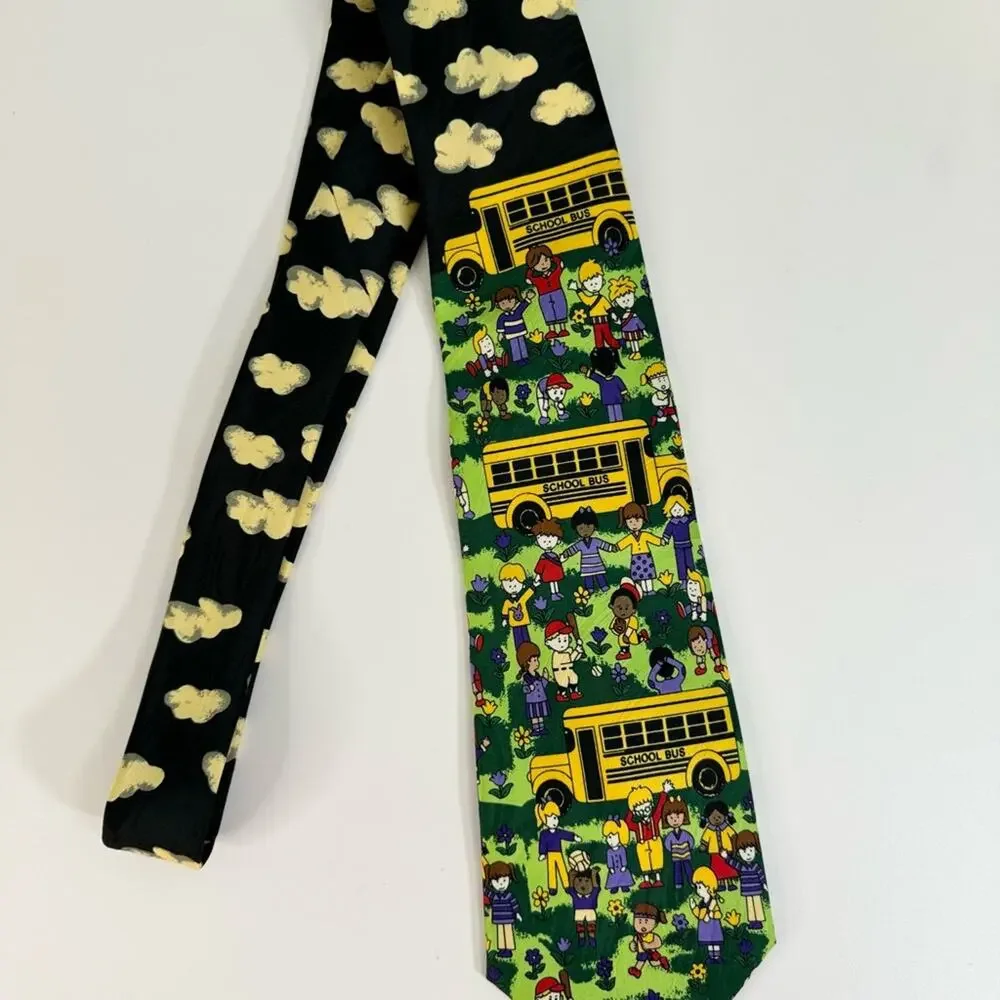 Keith Daniels Teach Me‎ And I Will Learn Tie Teacher Pupil Bus Green Mens OS